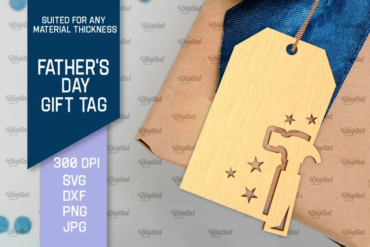 Father's Day Gift Tag Laser Cut. Gift Hang Tag SVG