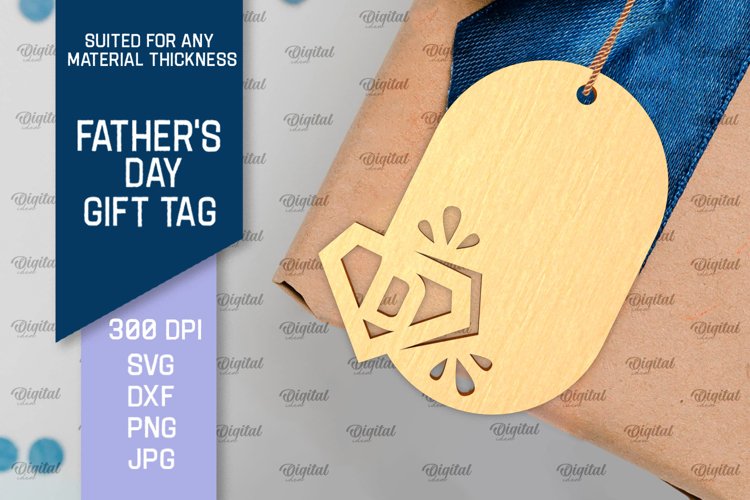 Father's Day Gift Tag Laser Cut. Gift Hang Tag SVG example image 1