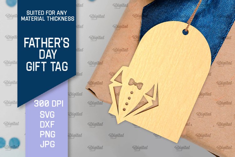 Father's Day Gift Tag Laser Cut. Gift Hang Tag SVG example image 1