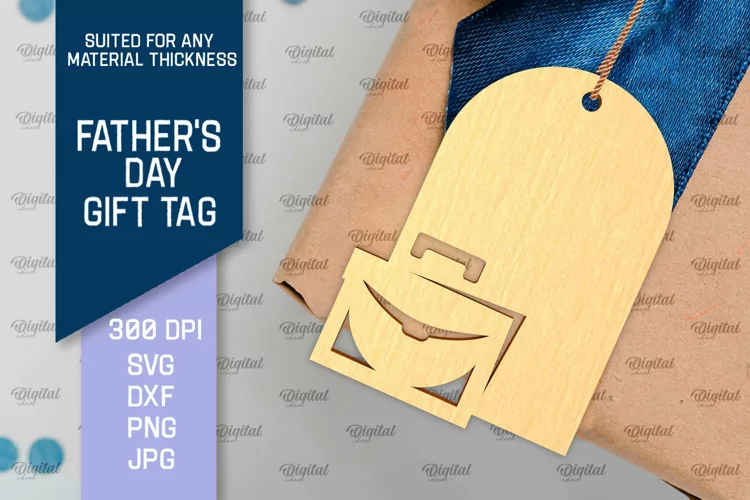 Father's Day Gift Tag Laser Cut. Gift Hang Tag SVG