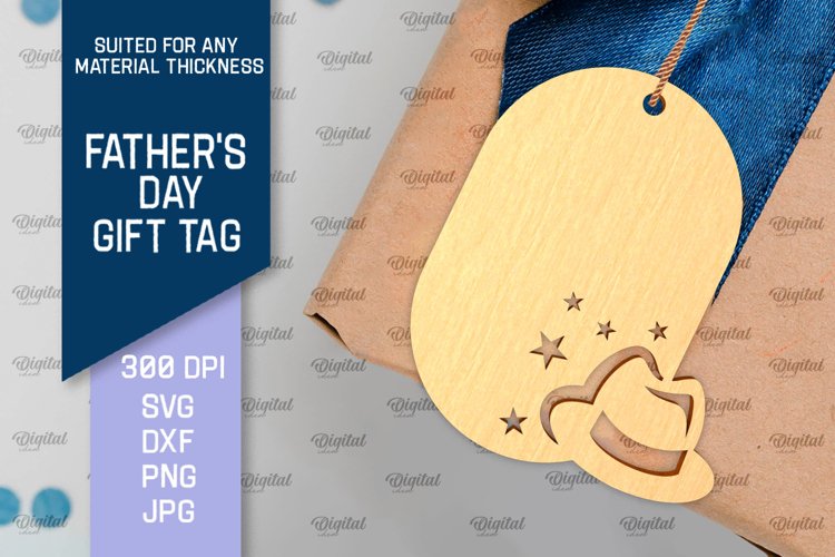 Father's Day Gift Tag Laser Cut. Gift Hang Tag SVG example image 1