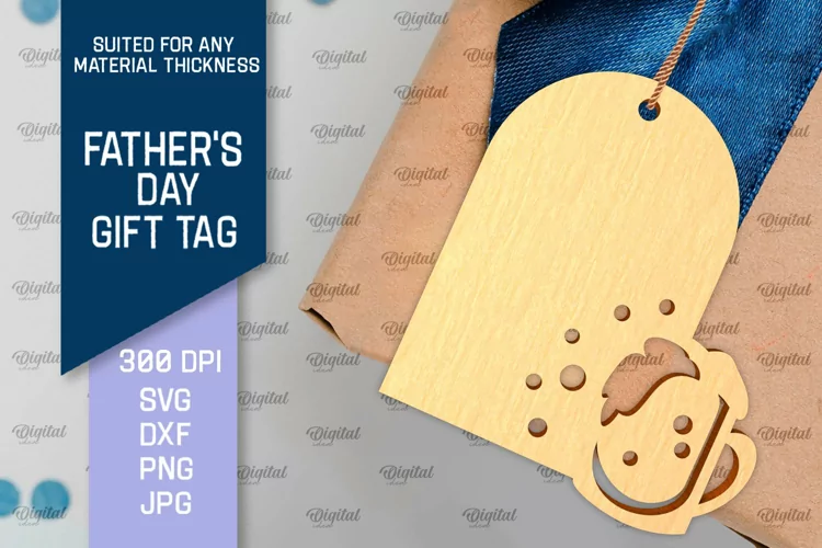 Father's Day Gift Tag Laser Cut. Gift Hang Tag SVG