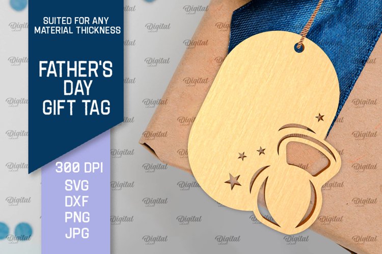 Father's Day Gift Tag Laser Cut. Gift Hang Tag SVG example image 1