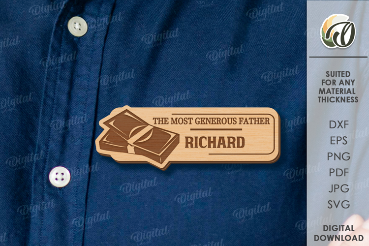 Father's Day Name Tag Laser cut. Father's Name Badge SVG