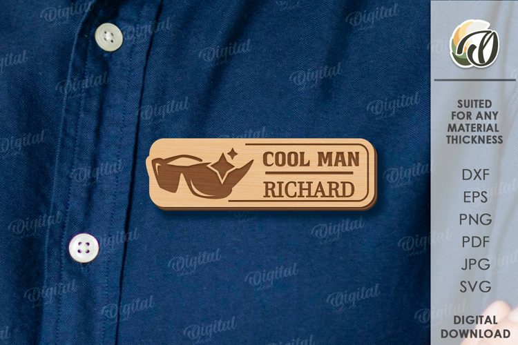 Father's Day Name Tag Laser cut. Father's Name Badge SVG
