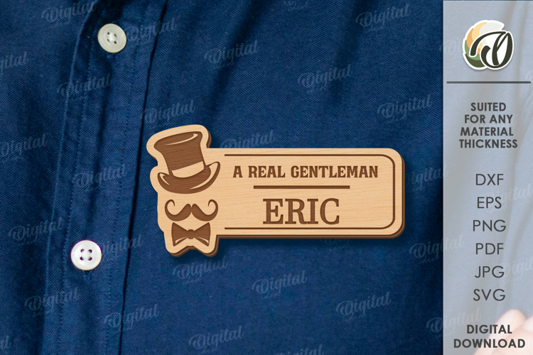 Father's Day Name Tag Laser cut. Father's Name Badge SVG