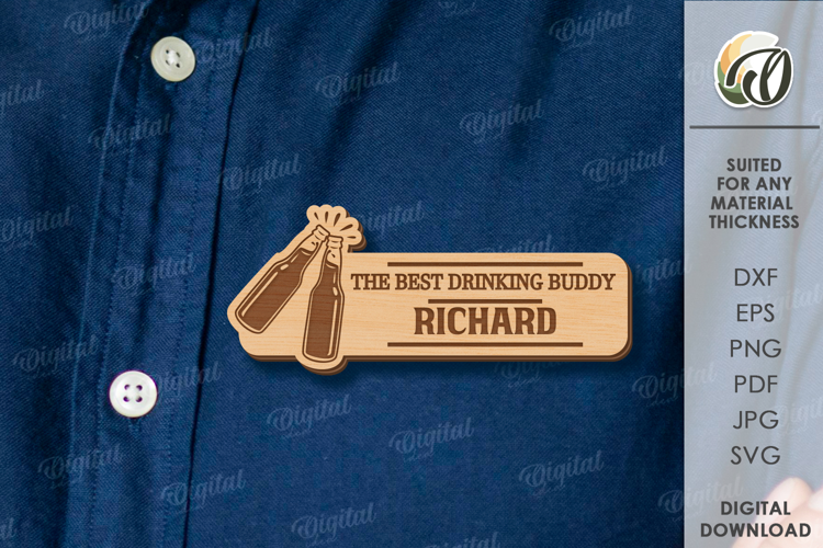 Father's Day Name Tag Laser cut. Father's Name Badge SVG