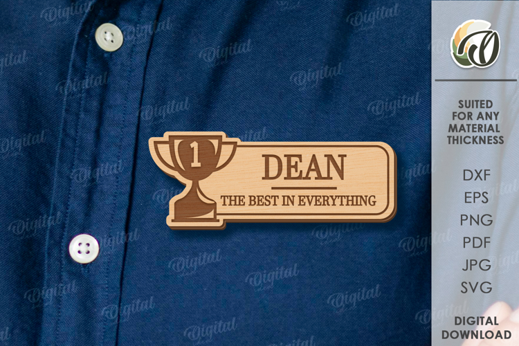 Father's Day Name Tag Laser cut. Father's Name Badge SVG