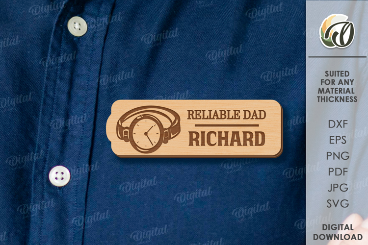Father's Day Name Tag Laser cut. Father's Name Badge SVG