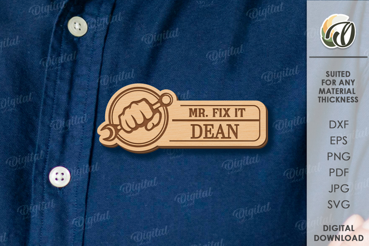 Father's Day Name Tag Laser cut. Father's Name Badge SVG