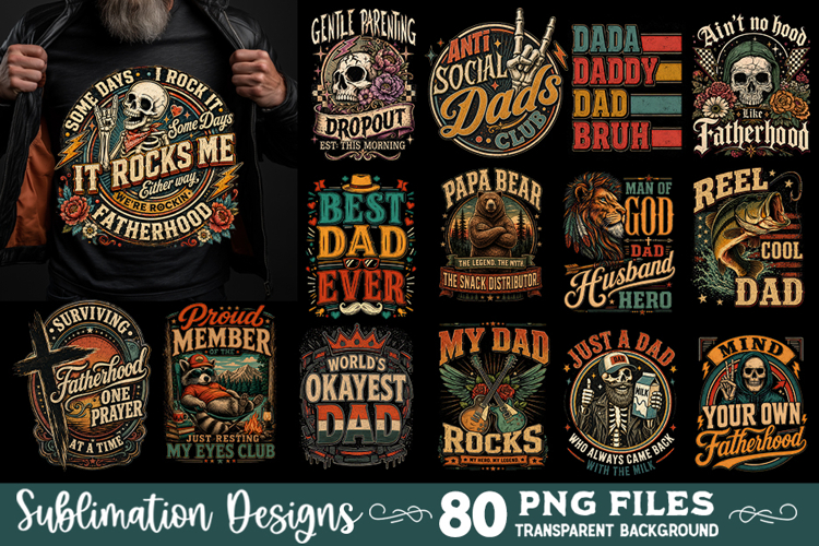 Funny Dad sublimation bundle 80 designs