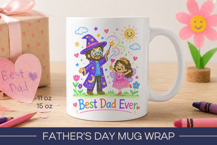 Best Dad Ever Mug Design, Fathers day mug wrap, dad mug png