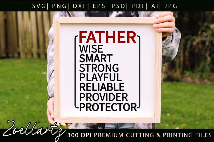Fathers Day Word Art SVG Papa Daddy Dad T-shirt Mug Design
