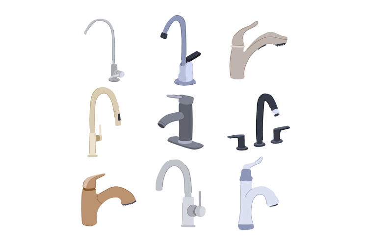 faucet low flow set cartoon