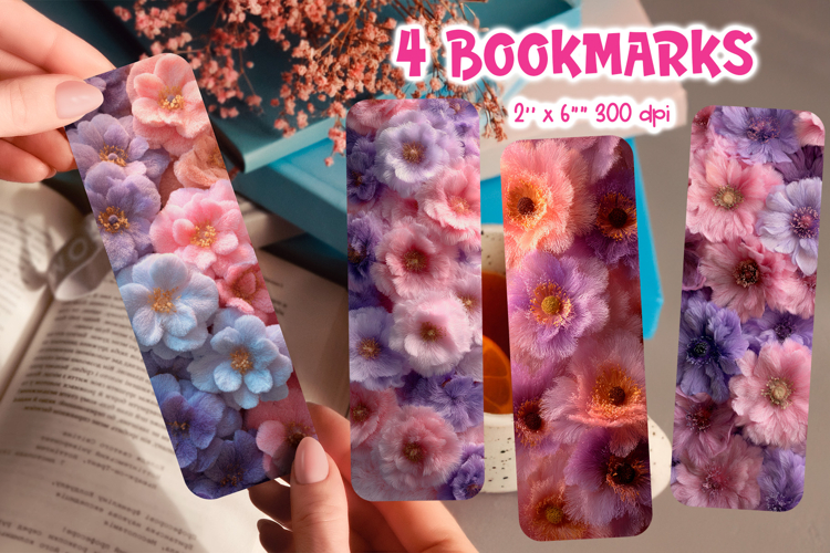 Faux Fur Bookmark Printable | Spring Floral Sublimation