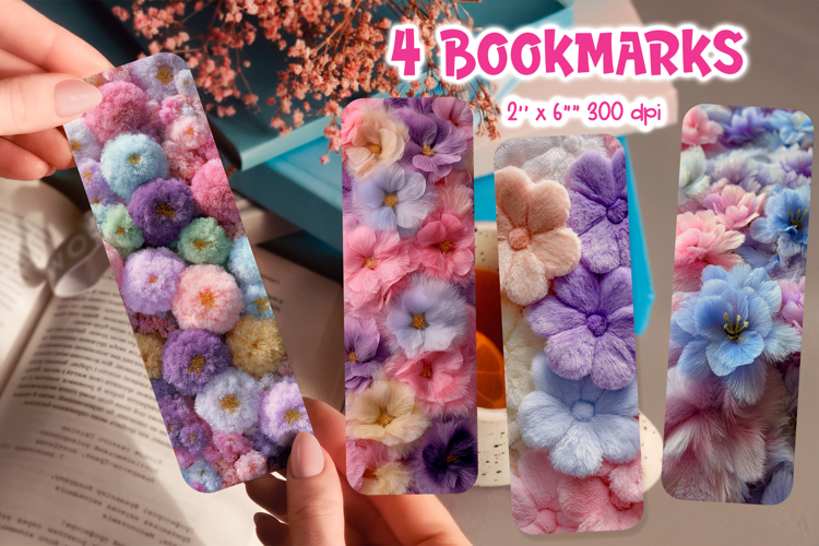 Faux Fur Bookmark Printable | Spring Floral Sublimation