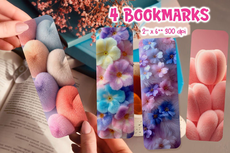 Faux Fur Bookmark Printable | Spring Floral Sublimation