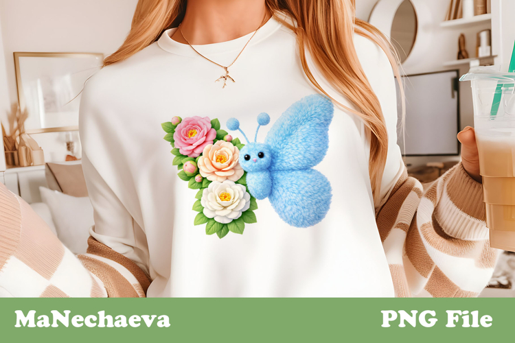 Faux Fur Butterfly Clipart | Floral Spring Sublimation PNG