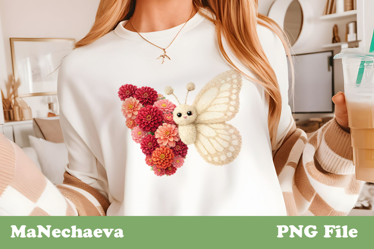 Faux Fur Butterfly Clipart | Floral Spring Sublimation PNG