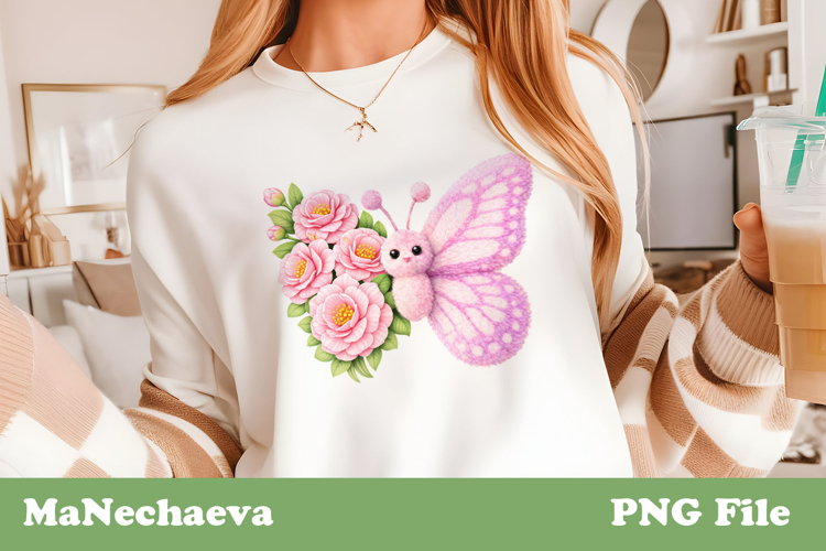 Faux Fur Butterfly Clipart | Floral Spring Sublimation PNG