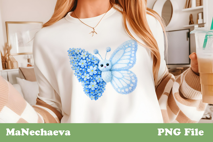 Faux Fur Butterfly Clipart | Floral Spring Sublimation PNG