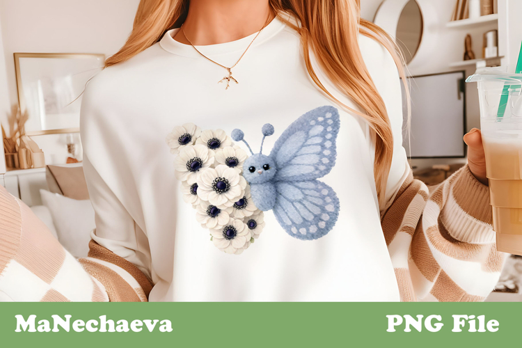 Faux Fur Butterfly Clipart | Floral Spring Sublimation PNG