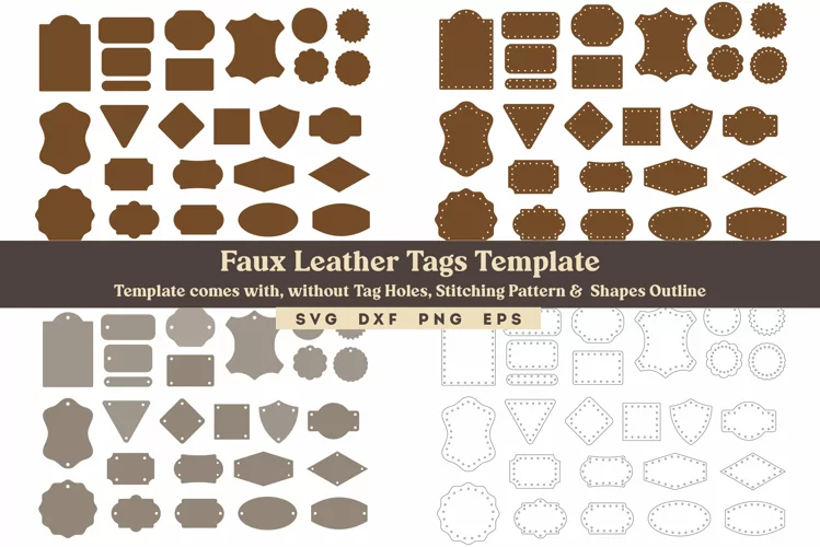Leather Tags cutting Template SVG, Faux Leather Patches Svg