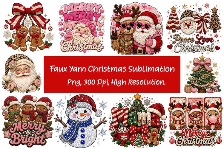 Faux Yarn Christmas Sublimation Design, Funny Sublimation