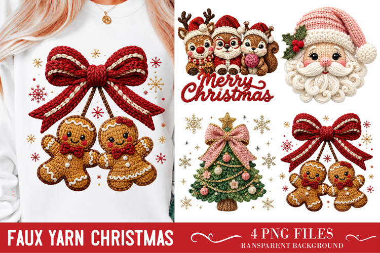 Faux Yarn Christmas Sublimation Png, Christmas Design