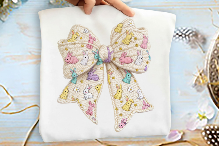 Faux Yarn Crochet Easter Coquette Bow Png