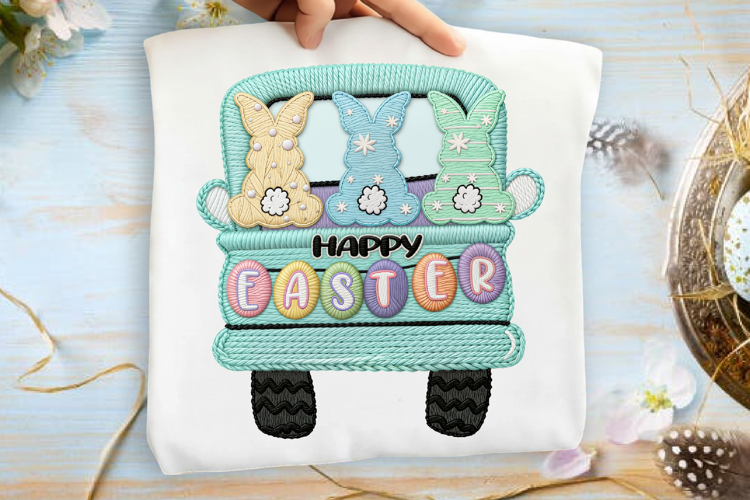 Faux Yarn Crochet Happy Easter Track Png