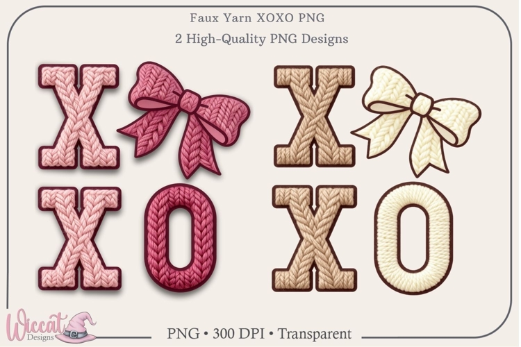 XOXO Faux Yarn PNG, Knit Valentine Letter Design,