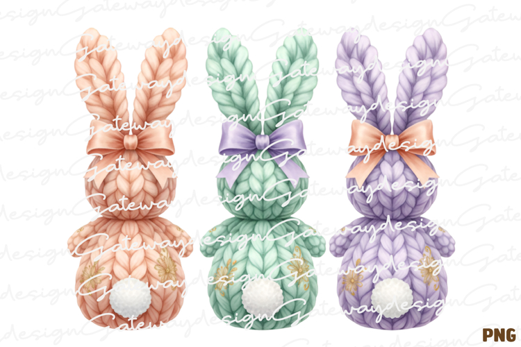 Faux Yarn Easter Bunnies Png - Faux Yarn Easter Bunnies Png