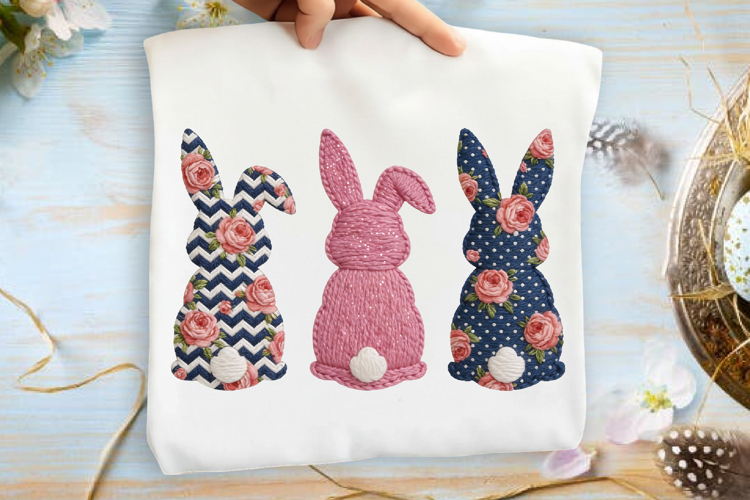 Faux Yarn Easter Bunny Sublimation Png
