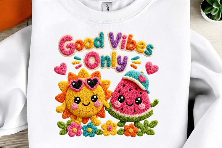 Faux Yarn Good Vibes Only Sublimation Png