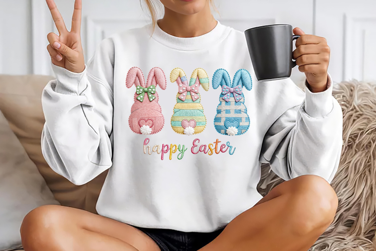 Faux Yarn Happy Easter Bunny Sublimation