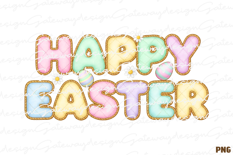 Faux Yarn Happy Easter PNG, Retro Sublimation - Faux Yarn