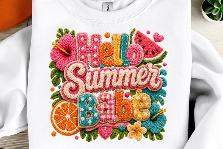 Faux Yarn Hello Summer Sublimation Png