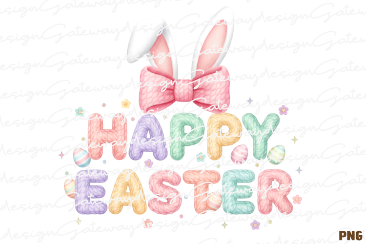 Faux Yarn Pastel Easter Bunny Ears PNG - Pastel Easter Bunny