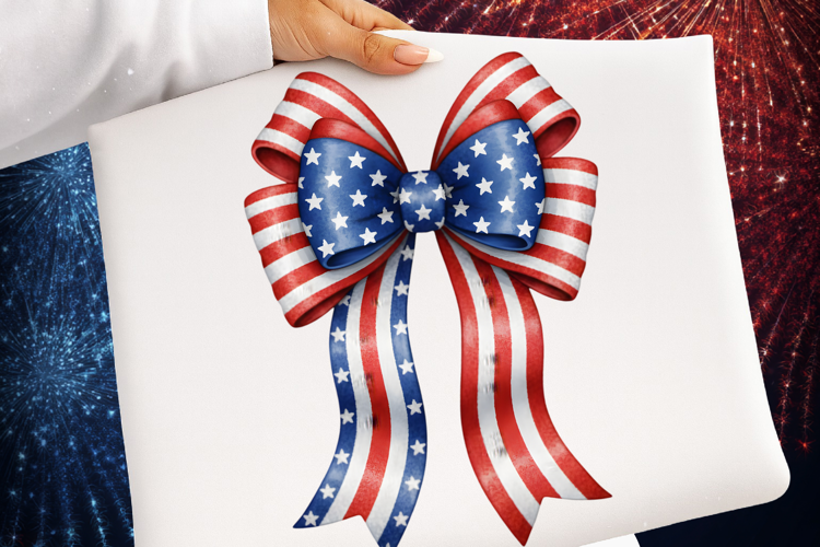 Faux Yarn Patriotic Bow American Flag - Faux Yarn Patriotic