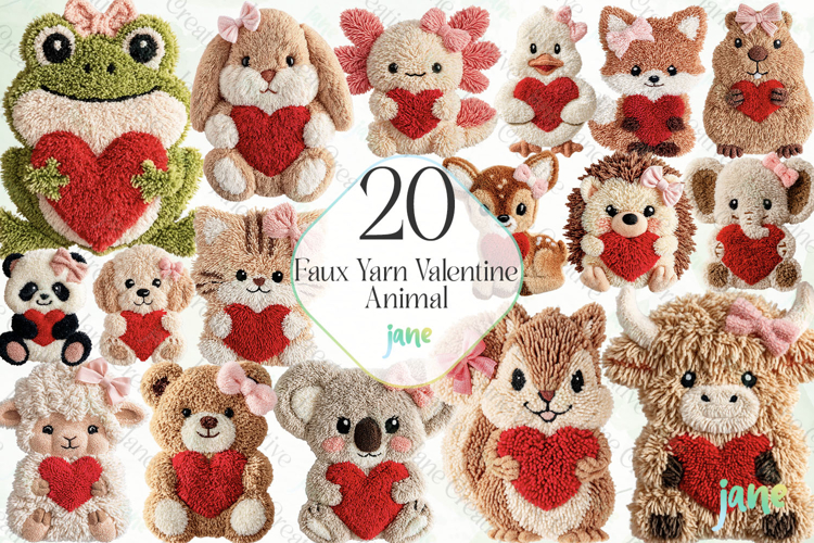 Faux Yarn Valentine Animal Bundle