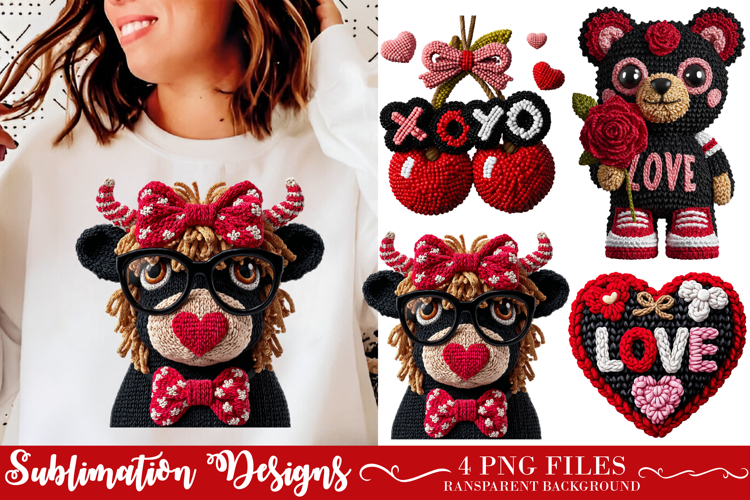 Faux Yarn Valentine Day Clipart PNG- Valentine Day Clipart