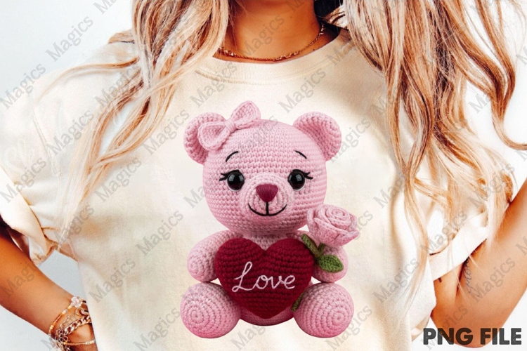 Faux Yarn Valentine Teddy Bear Png