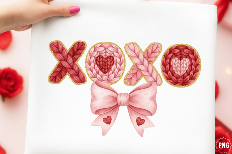 Faux Yarn XOXO Valentine PNG