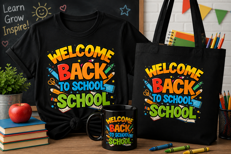 Welcome Back to School PNG, Colorful Classroom Design
