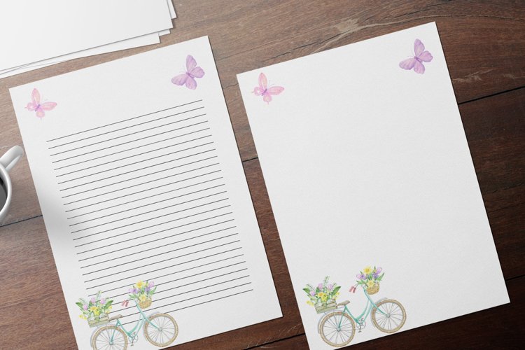 Spring Bicycle Watercolor Wedding Invitation Papers example image 1