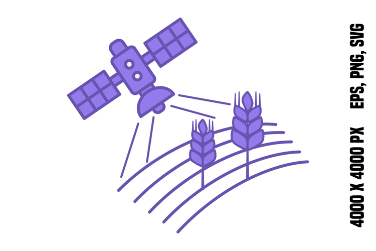 Purple Satellite Field Monitoring Icon
