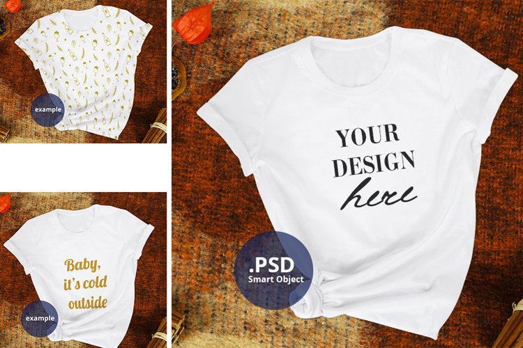 Winter White t-shirt mockup PSD, White T-shirt mockup JPG example image 1