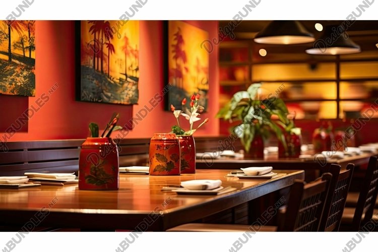 inviting blurred asian restaurant interior