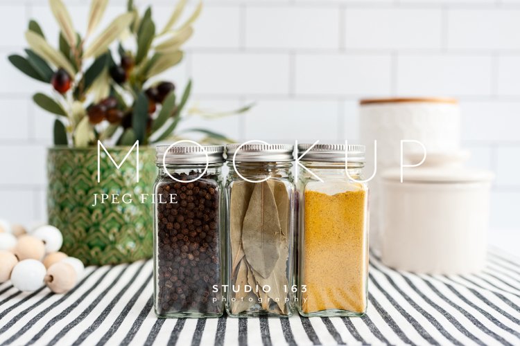 Spice Jar Mockup, Glass Jar Mockup, Stock Photo, JPEG example image 1